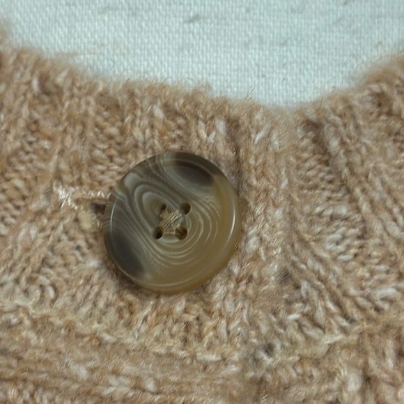 Lucky Brand Buttondown Crew Neck CableKnit Cardigan Sweater TwoToned Light M - Picture 9 of 10